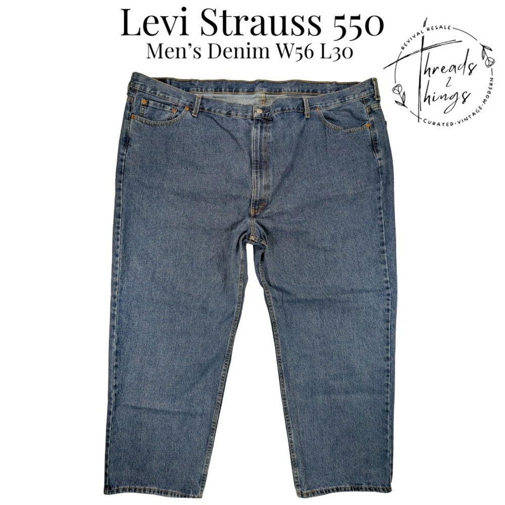 Levi's 550 Jeans Mens W56 L30 Blue Denim BIG Cotton Relaxed Classic Straight EUC